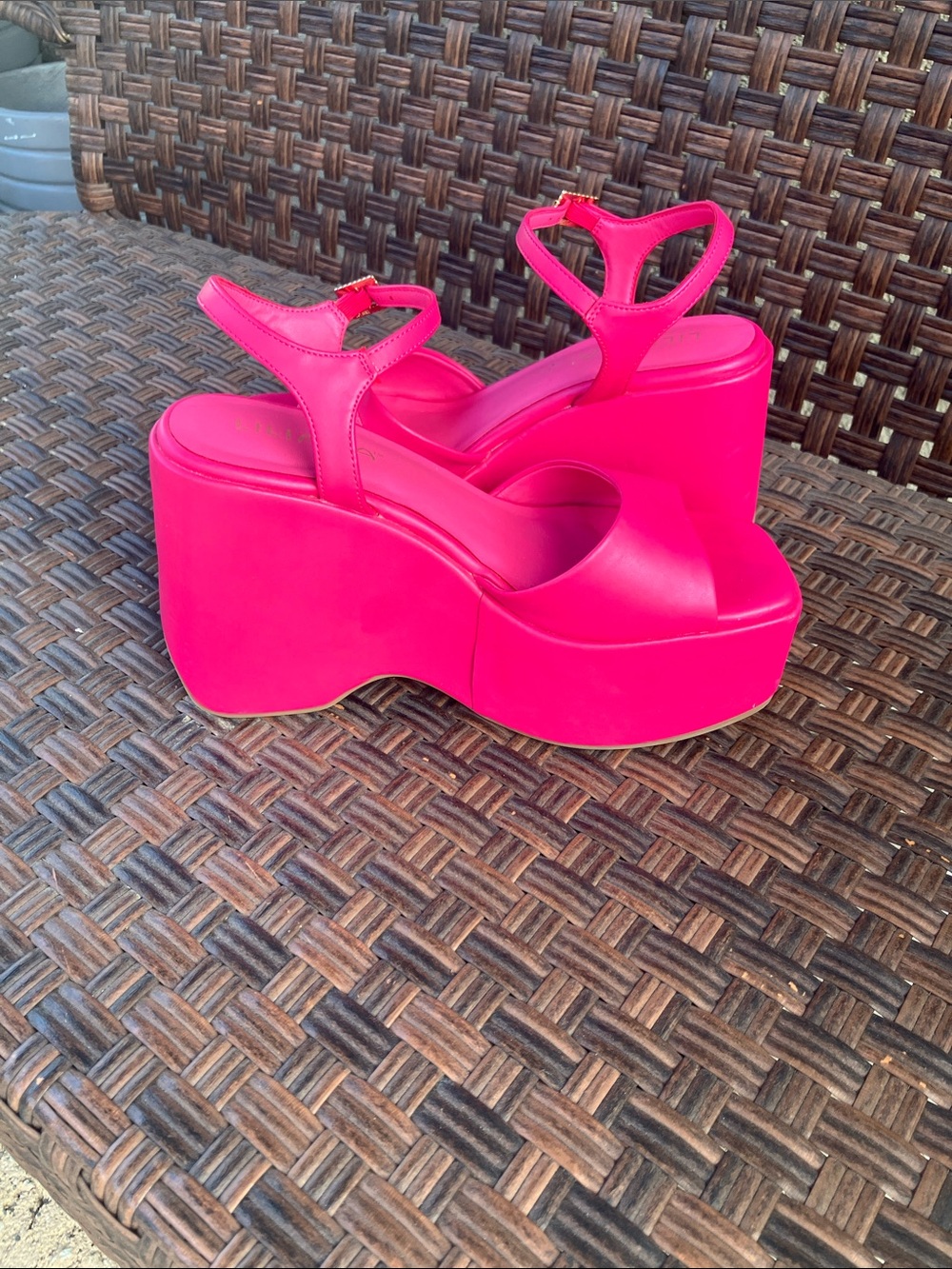 Liliana Bright Pink Chunky Platform Ankle-Strap Sandals - Picture 6 of 6